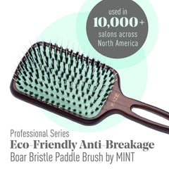 MINT boar bristle brush close-up showing gentle detangling and conditioning.