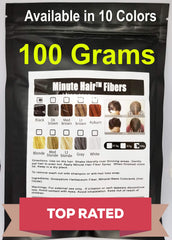 Minute Hair hair-building fibers refill 100g ready for instant concealment and color match.