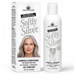 Miracle of Aloe Softly Silver shampoo bottle boosting shine for gray hair