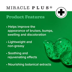 Miracle Plus Arnica Gel close-up texture showing light, non-greasy absorption.