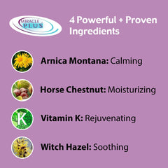 Miracle Plus Vitamin K cream with Horse Chestnut highlighting skin strengthening benefits