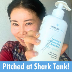 Mirai Body Wash being poured to reveal smooth, refreshing lather.