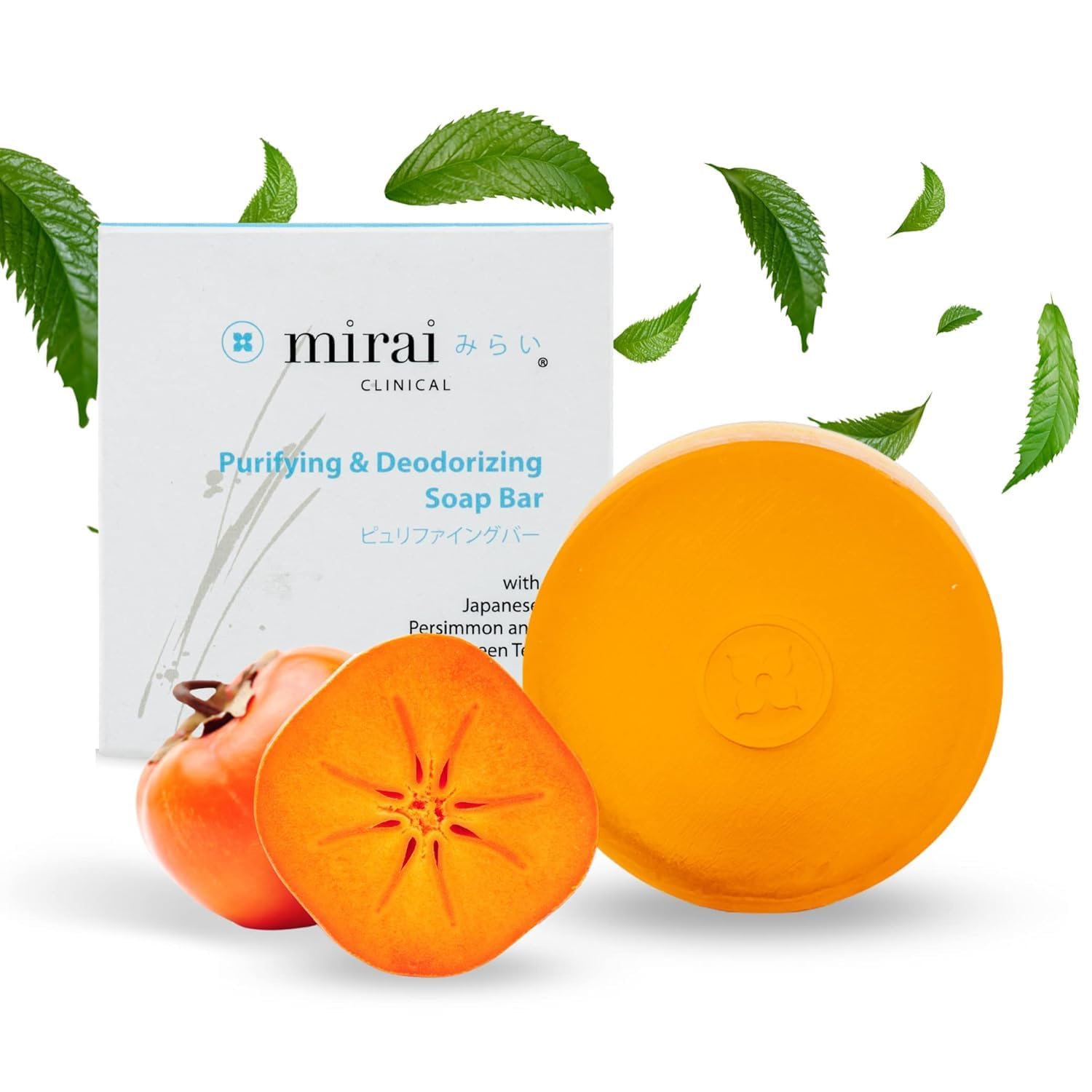 Mirai Persimmon Soap Bar packaging shows compact travel-friendly design for freshness on the go.