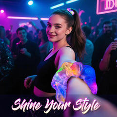 Mirawish glow scrunchies steady mode for a constant glow at events.