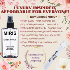 MIRIS No. 39702 base-notes with sandalwood and vanilla deliver lasting warmth.