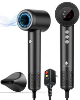 MiroPure hair dryer front view emphasizes the brushless motor for fast drying.