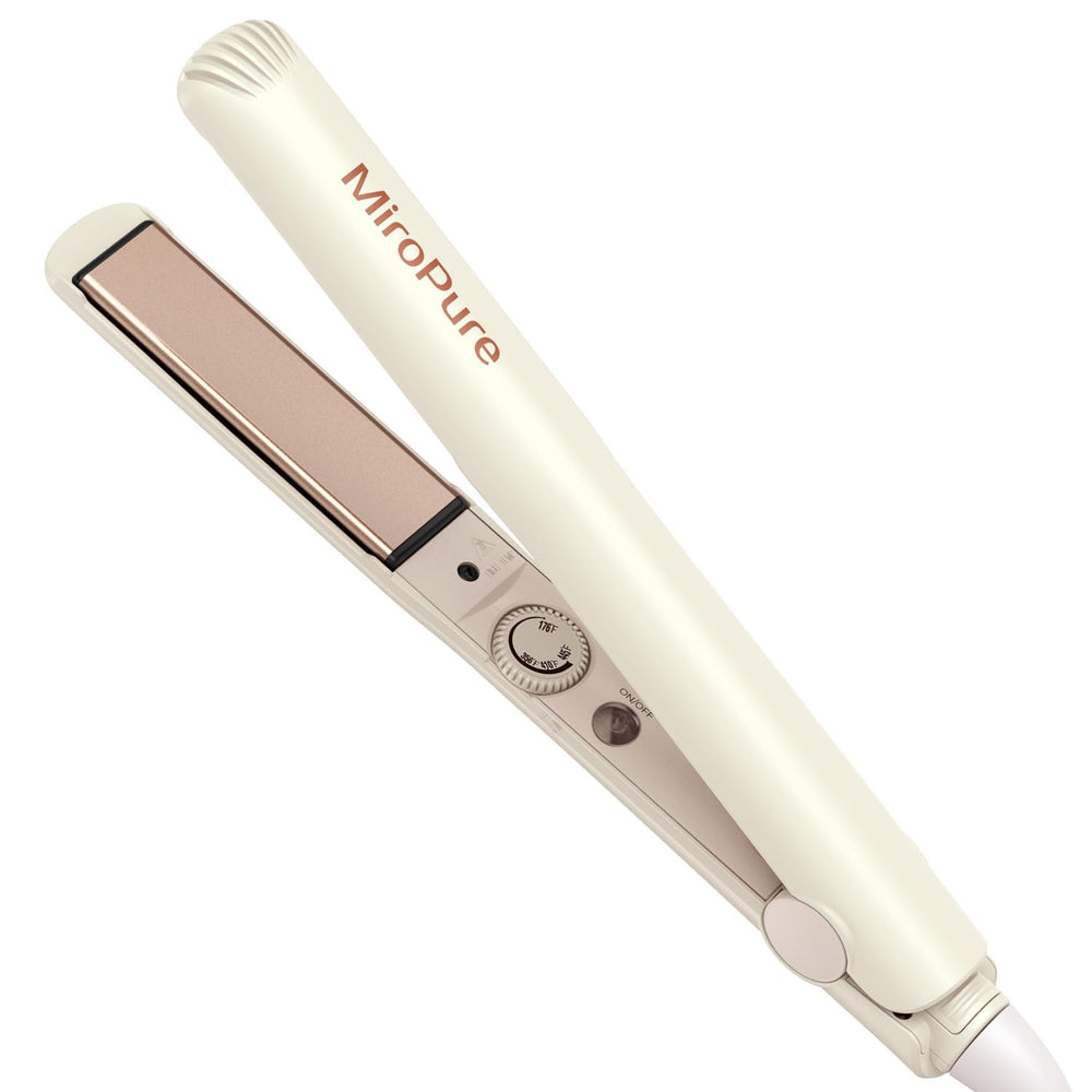 MiroPure 1inch flat iron plate close-up shows 3D floating plates for smooth styling.