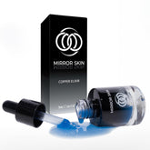 MIRROR SKIN copper peptides serum bottle closeup for firming potential
