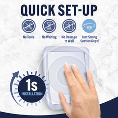 MIRRORVANA triple suction cups in action providing secure hold on glass or tile.