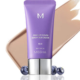 MISSHA M Perfect Cover Serum BB Cream No.23 bottle pump closeup for hydrated natural glow.