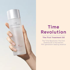 MISSHA Time Revolution First Essence 5X cotton pad application showing hydrating toning action