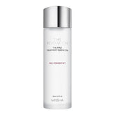 MISSHA Time Revolution The First Essence RX bottle close-up highlights hydrating, double-fermented formula.