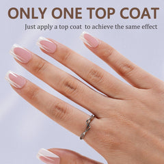 Misssix Deep French Tip nails close-up shows pink-white tips with a glossy, long-lasting finish.