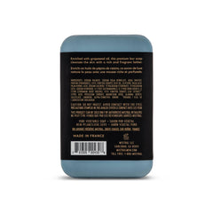 Mistral Cedarwood Marine bar soap lather demonstrates rich bubbles and gentle cleansing for all skin types.