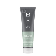 Mitch Heavy Hitter shampoo bottle pour delivers a powerful daily cleanse for all hair types.