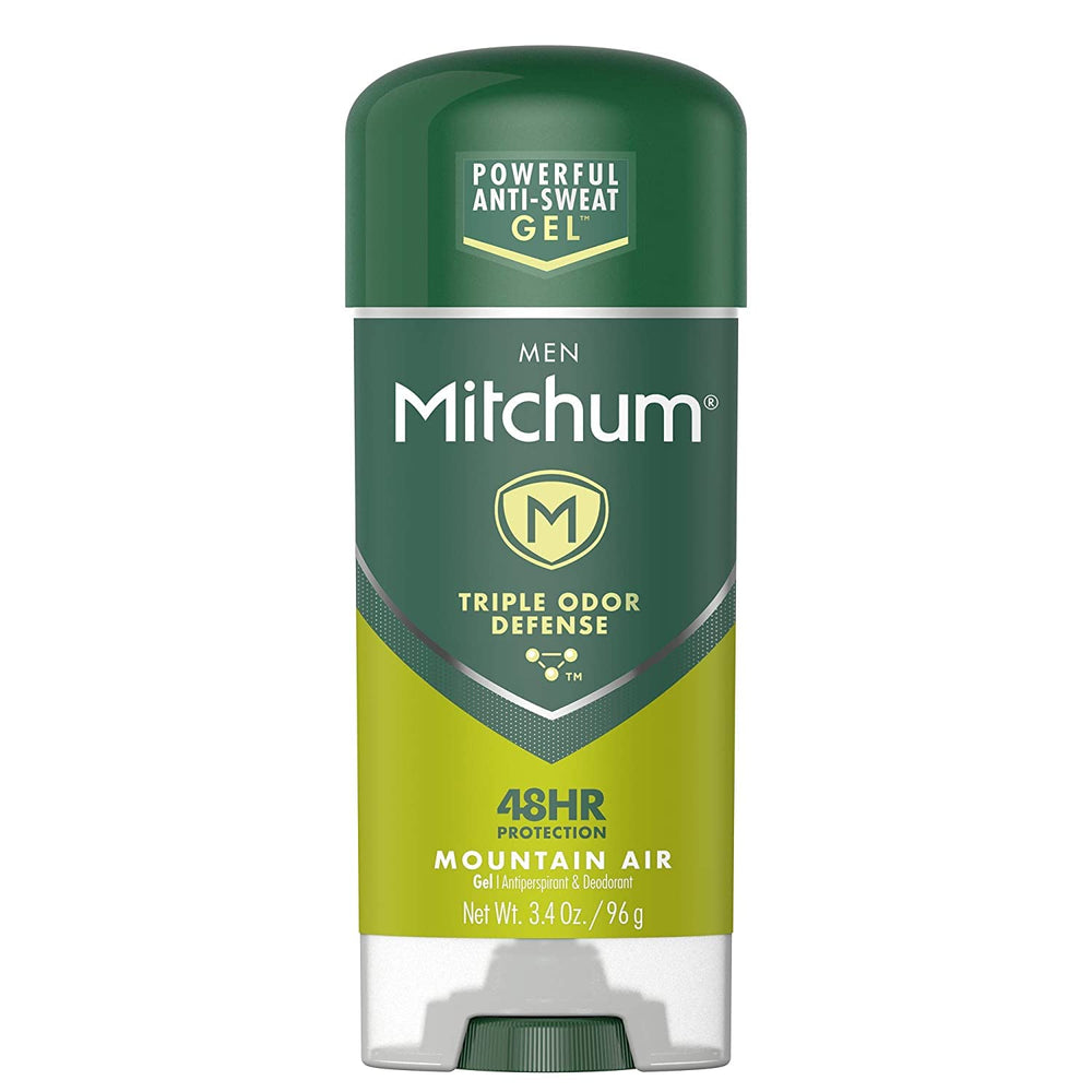 Mitchum Advanced Gel Mountain Air pack of 3 box highlights value and convenience.