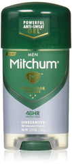 Mitchum Power Gel Unscented 4-pack front view showing invisible protection and long-lasting wetness defense