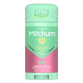 Mitchum women's deodorant powder fresh stick application for smooth protection.