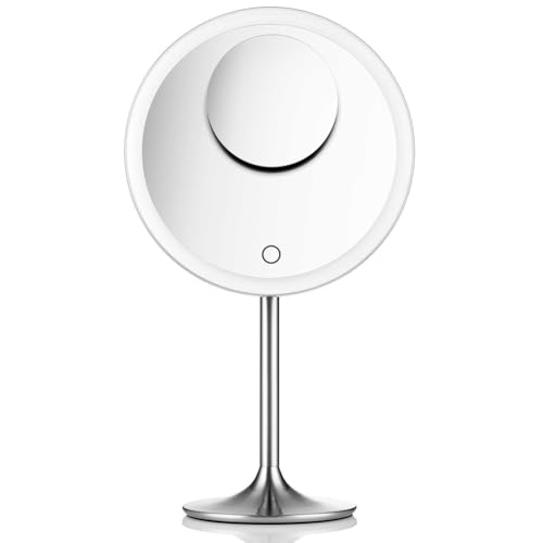 Miusco makeup mirror 9-inch front view with lights enabling precise makeup application