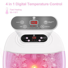 Miwahle Foot Spa Bath Massager top view highlighting control panel and safe heating features