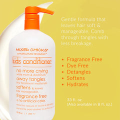 Mixed Chicks conditioner being applied to hair for detangling and easy styling.