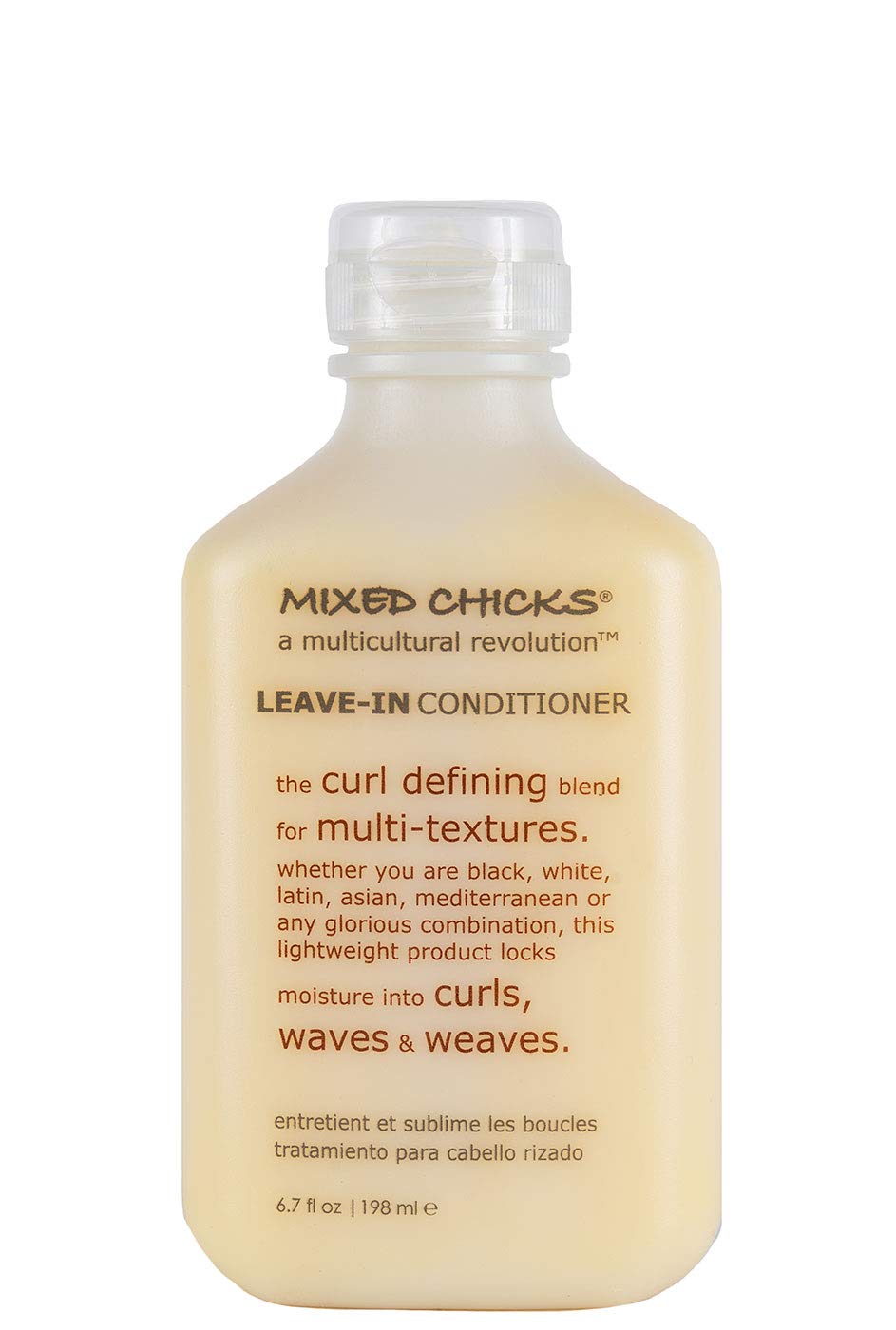 Mixed Chicks leave-in bottle close-up showing lightweight hydration for curls