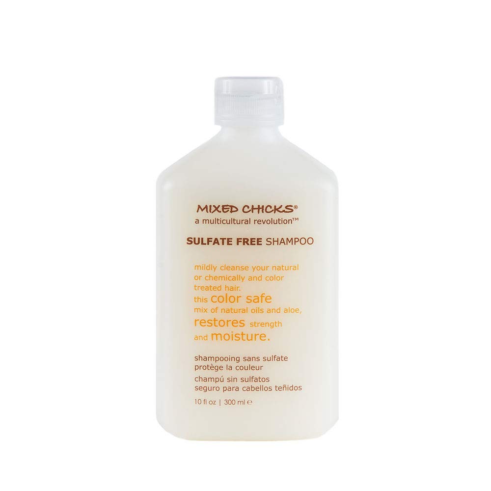 Mixed Chicks sulfate-free shampoo bottle shows gentle cleansing for color-treated hair