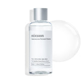 Mixsoon Galactomyces Ferment Essence bottle closeup highlights premium hydration for all skin types.