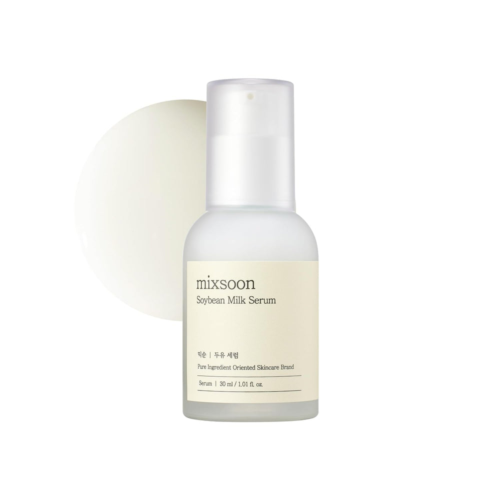 Mixsoon Soybean Milk Serum bottle in use for deep hydration and smoother skin.