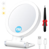 MIYADIVA 20X magnifying mirror with light for precise brow shaping and makeup