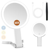 MIYADIVA magnifying mirror with light, 30X/1X, ideal for detailed makeup checks