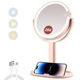 MIYADIVA makeup mirror with lights dual-side view enables easy 1x and 20x makeup tasks