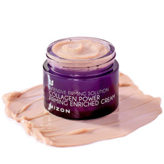 MIZON Collagen Line cream jar close-up with hydration emphasis.