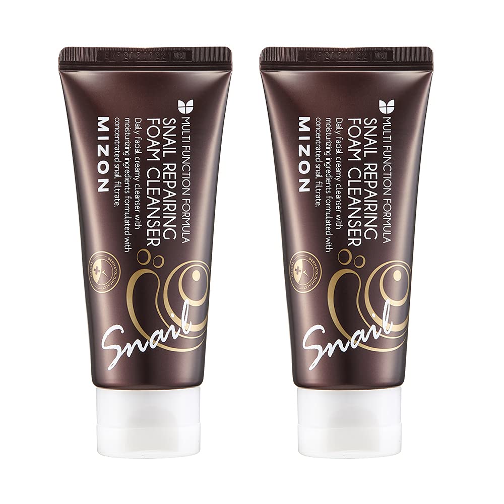 MIZON Snail Repairing Foam Cleanser bottle shows gentle daily cleansing for pores