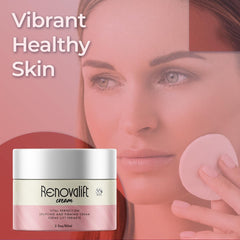 MJO Renovalift cream swirl on hand demonstrates rich hydration for face and neck