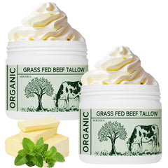Mkzea beef tallow face cream tub 2-pack provides deep hydration for dry skin.