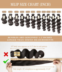 MLIP Raw Indian hair bundles 18-inch body wave ready for seamless styling and versatility.