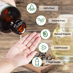 MMPANG Castor Oil pour bottle closeup for easy lash and brow care.