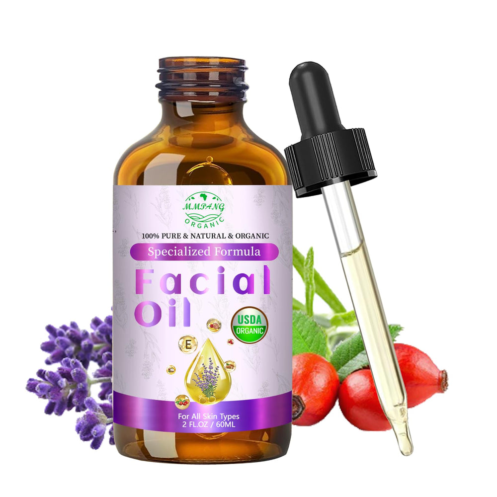 MMPANG rosehip-lavender facial oil bottle for daily hydration and glow.