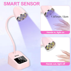 Mnhty gooseneck nail lamp with 360-degree adjustability for flexible curing