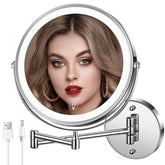 MNIENT 8-inch wall-mount mirror has 1x/10x magnification for precise makeup application.