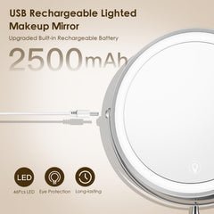 MNIENT rechargeable mirror with 2500mAh battery enables cordless use during routines.