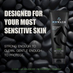 MNWASH packaging emphasizes sulfate-free vegan formula for daily use.