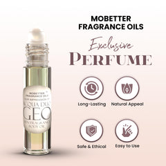 MOBETTER FRAGRANCE OILS Acqua Duo Geo, etiqueta clara y aroma.