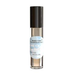 MOBETTER FRAGRANCE OILS Hues of Blue Light label highlights alcohol-free formula for a light application.