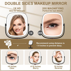 Mocado mirror with brightness control for soft to bright illumination