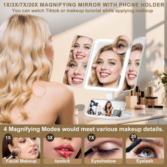 Mocado makeup mirror LED lights closeup highlights accurate color for shade matching