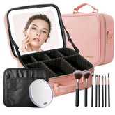 Mocado travel makeup bag with LED mirror, adjustable brightness for precise makeup.