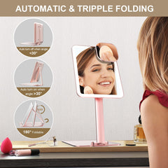 Mocado travel makeup mirror light rose gold folded compact in bag