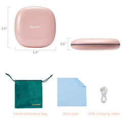 Mocado pink travel mirror showing dimmable LED for daylight simulation